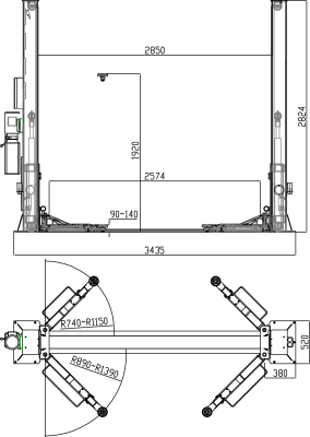 2-Säulen Hebebühne - 4.2 t - C2PL-240D