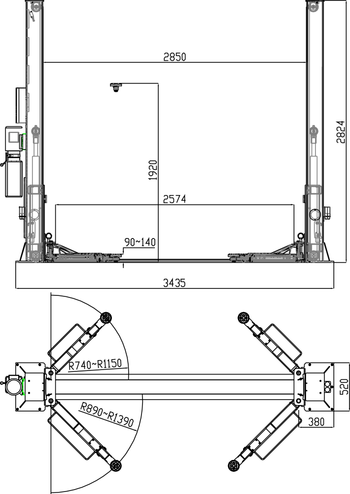 2-Säulen Hebebühne - 4.2 t - C2PL-240D