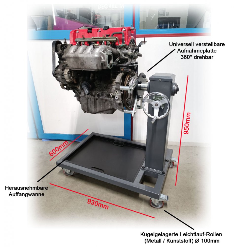Kaul Motorsport - Motorständer / Getriebeständer - 360 Grad schwenkbar mit  Auffangwanne & Fahrwerk